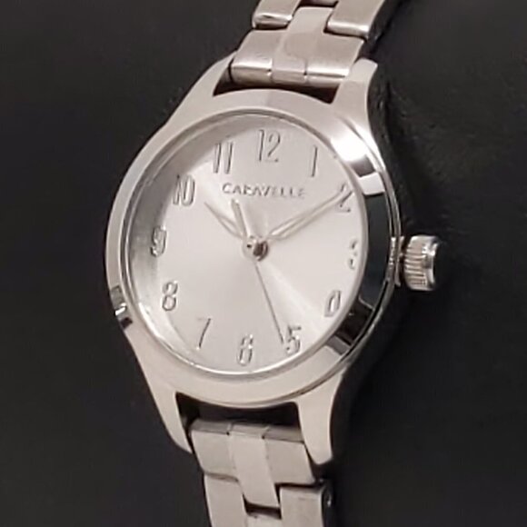 Caravelle Ladies Quartz Watch By Bulova Silvertone White Dial 24mm - Picture 7 of 12